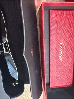 Cartier Black Sunglasses with Red Branded Case